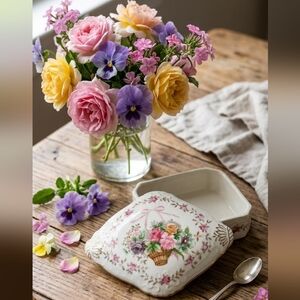 Vintage 50s Floral Trinket Box